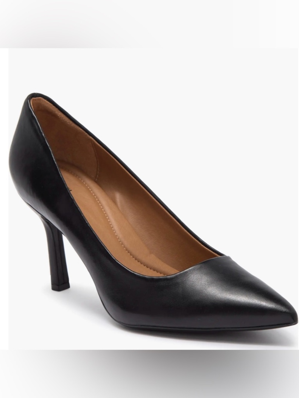 Women’s Black Pointed-Toe Mid Heel Pumps